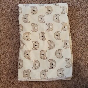 CHICK PEA HOLIDAY TAN BROWN TEDDY BEAR HEADS BABY SOFT  BLANKET 30"x30"